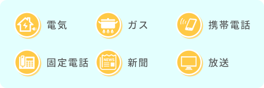 抽選対象となるご利用料金 電気・ガス・携帯電話・固定電話・新聞・放送